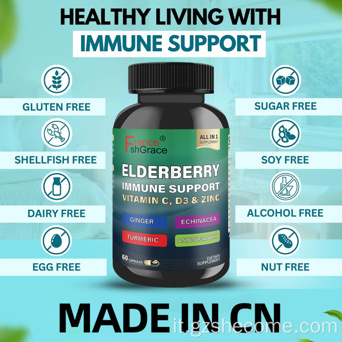 Nuovo arrivo Supplemento di supporto immunitario al sambuco